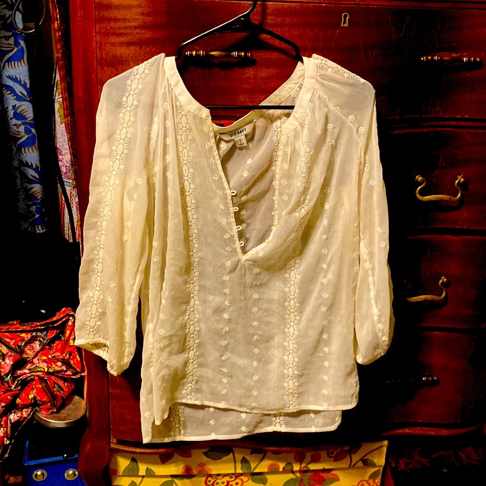 Womens Old Navy see through lace button up